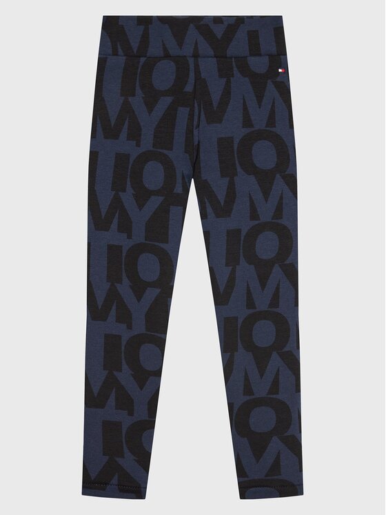 Tommy Hilfiger Legginsy KG0KG07123 M Granatowy Slim Fit
