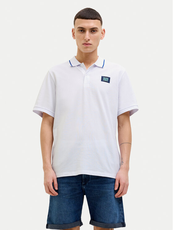 Jack&Jones Polo Hudson 12269238 Biały Regular Fit