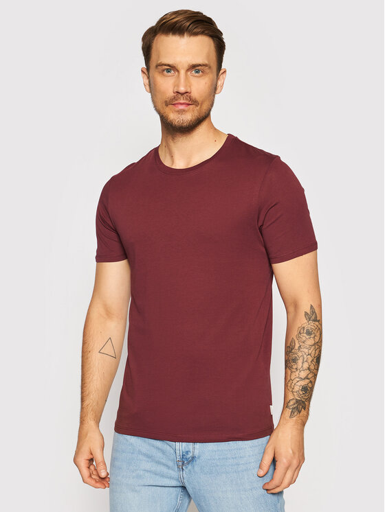 Jack&Jones T-Shirt Organic Basic 12156101 Bordowy Slim Fit