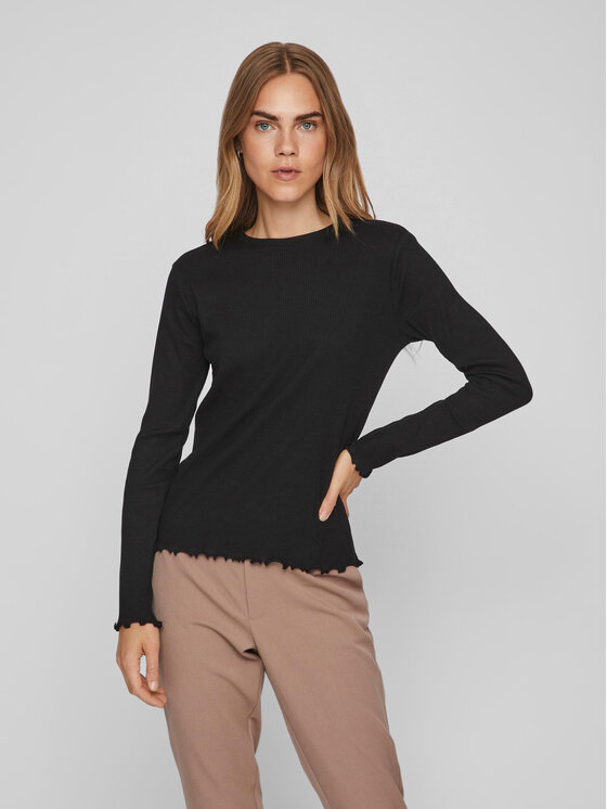 Vila Bluzka Thessa 14084649 Czarny Regular Fit