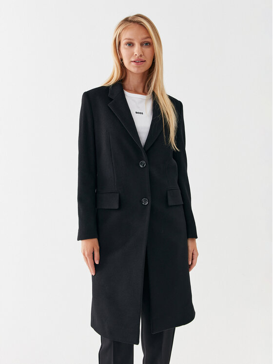 Boss Płaszcz wełniany Catara 50501019 Czarny Slim Fit