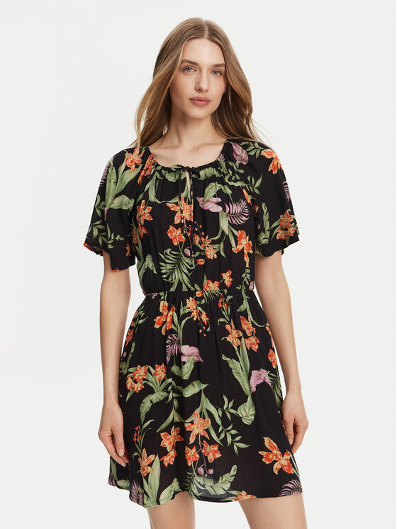 Roxy Sukienka letnia ERJWD03869 Czarny Regular Fit