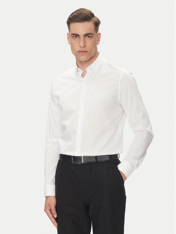 Calvin Klein Koszula Essential LV019EU030 Biały Slim Fit