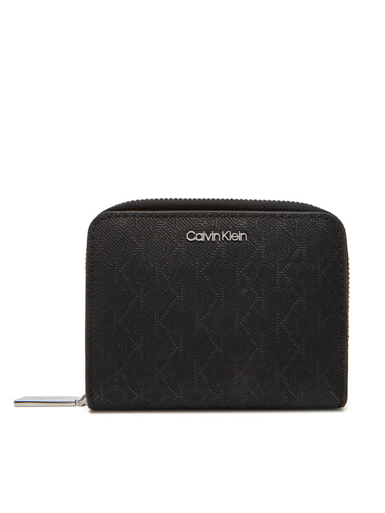 Calvin Klein Mały Portfel Damski Ck Must Aop Md Zip Around W Flap LV04F1037G Czarny