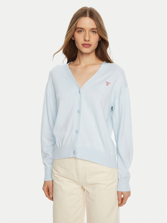 Guess Jeans Sweter W4BR16 Z3HO2 Błękitny Regular Fit