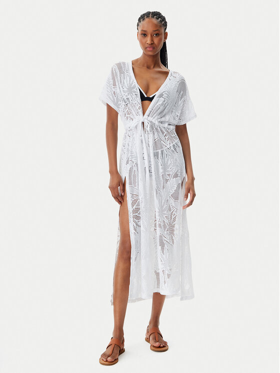 Banana Moon Sukienka plażowa Elvie Cocobeach JQV10 Biały Relaxed Fit