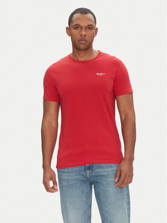 Pepe Jeans T-Shirt Original Basic PM508212 Czerwony Slim Fit