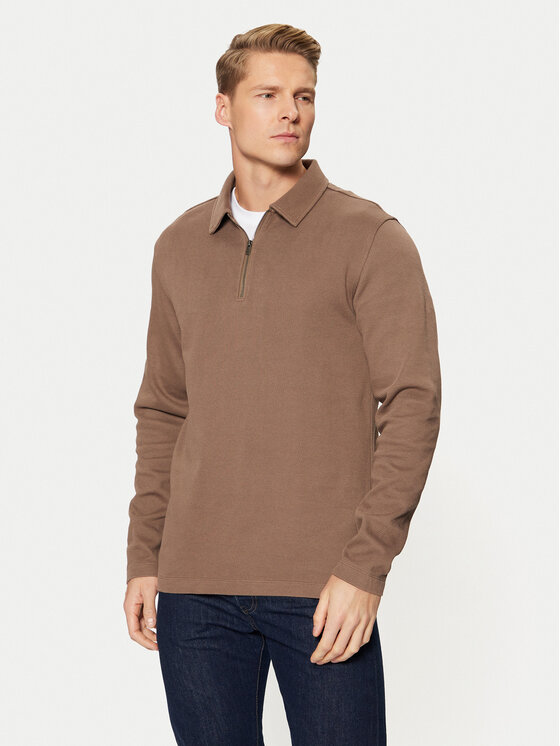 Selected Homme Polo 16095710 Brązowy Regular Fit