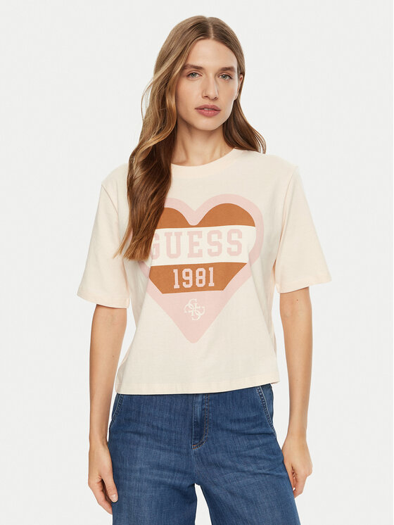 Guess T-Shirt V5RI01 I3Z14 Écru Regular Fit