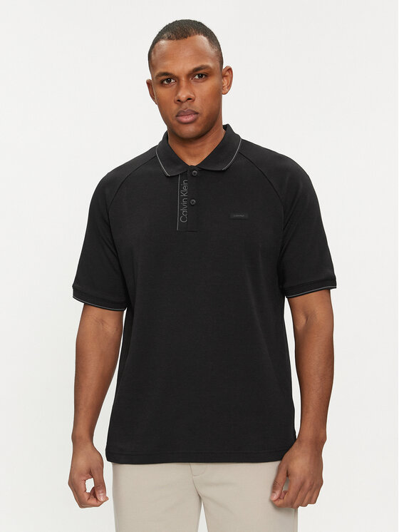 Calvin Klein Polo Logo Tape K10K112463 Czarny Regular Fit