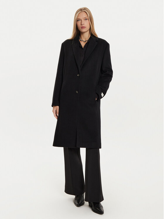 Calvin Klein Płaszcz wełniany K20K207701 Czarny Regular Fit