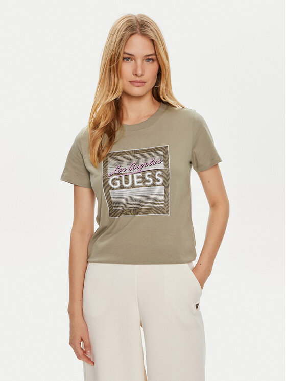 Guess T-Shirt W4YI17 I3Z14 Zielony Regular Fit