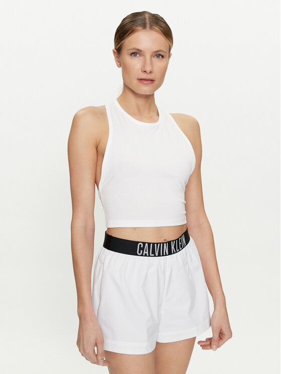 Calvin Klein Swimwear Top KW0KW02481 Biały Slim Fit