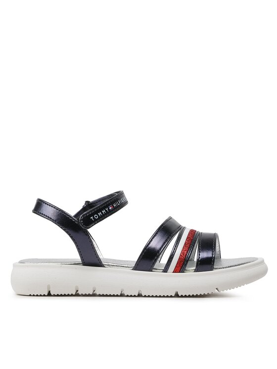 Tommy Hilfiger Sandały Stripes Velcro T4A2-32771-1372 M Granatowy