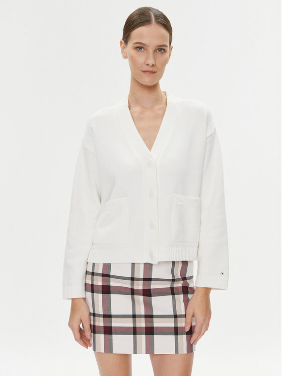 Tommy Hilfiger Kardigan WW0WW39015 Écru Relaxed Fit