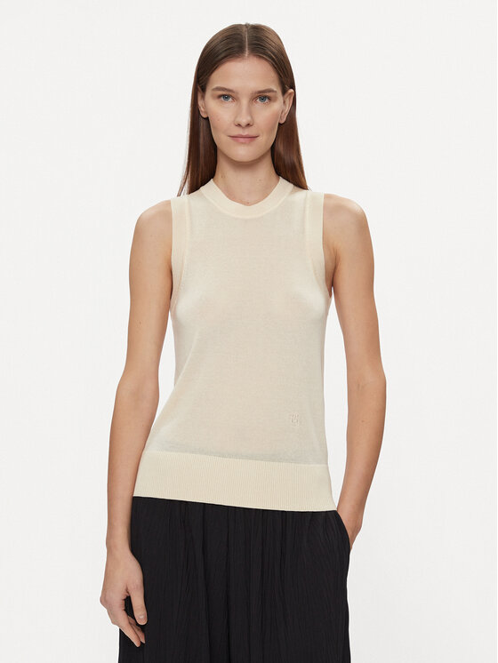 Tommy Hilfiger Sweter Md Lyocell Silk Blend Vest WW0WW40980 Żółty Regular Fit