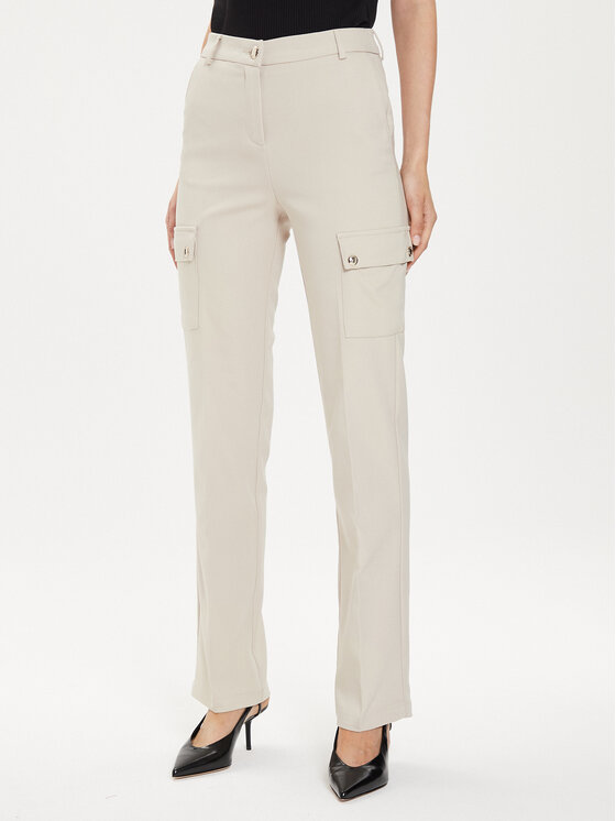 Morgan Spodnie materiałowe 241-PAZZA.F Beżowy Slim Fit