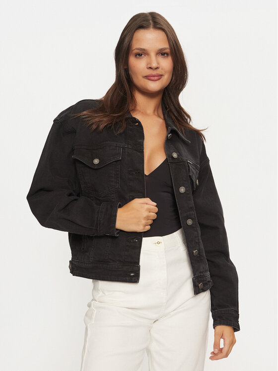 Guess Jeans Kurtka jeansowa W4BN56 D5E83 Czarny Relaxed Fit