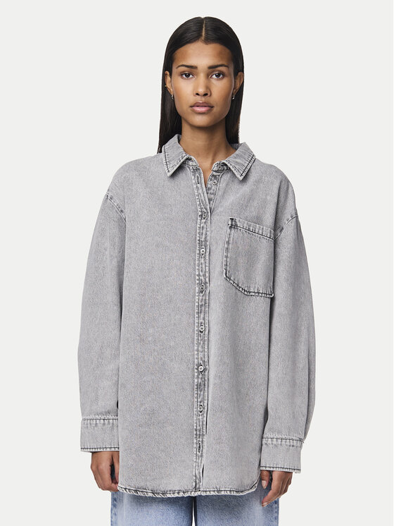 Pieces Koszula jeansowa 17150991 Szary Oversize