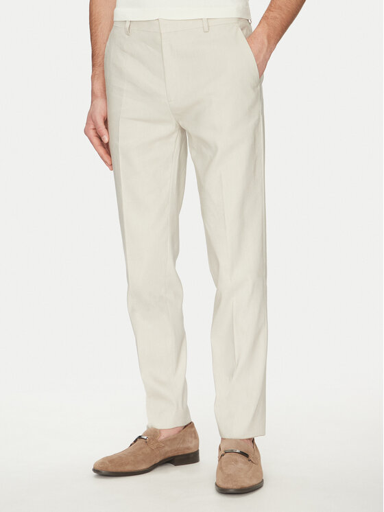Calvin Klein Spodnie materiałowe K10K114400 Beżowy Slim Fit