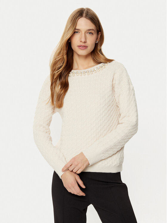 Rinascimento Sweter CFM0011717003 Écru Regular Fit