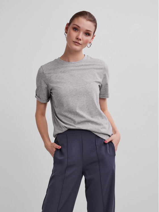 Pieces T-Shirt Ria 17086970 Szary Regular Fit