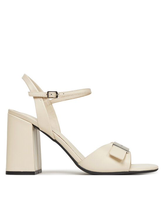 Calvin Klein Sandały Heel Sandal 85 W/Ck Hw - Lth HW0HW02485 Écru