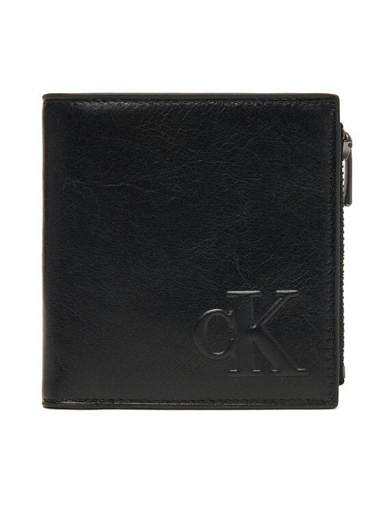 Calvin Klein Duży Portfel Męski Sculpted Impression Compact Zip LV04G1074G Czarny
