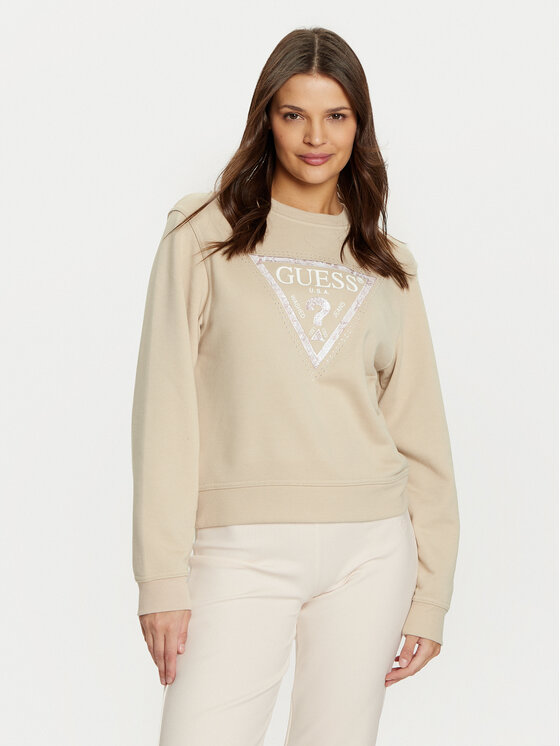 Guess Bluza W5RQ09 K8802 Beżowy Regular Fit