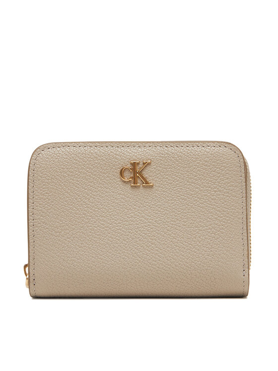 Calvin Klein Mały Portfel Damski Minimal Monogrm Lthr Med Flap Zi LV04F1064G Brązowy