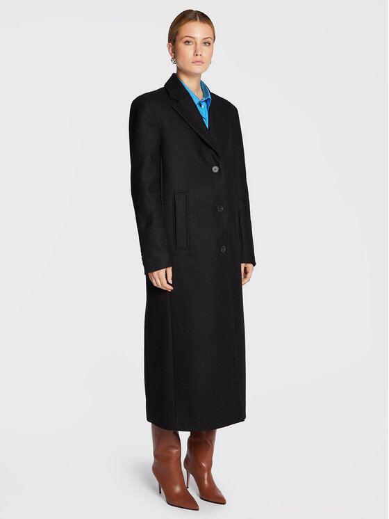 Remain Płaszcz wełniany Boyle Coat RM1487 Czarny Boxy Fit