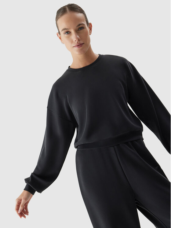 4F Bluza 4FAW23TSWSF701 Czarny Regular Fit