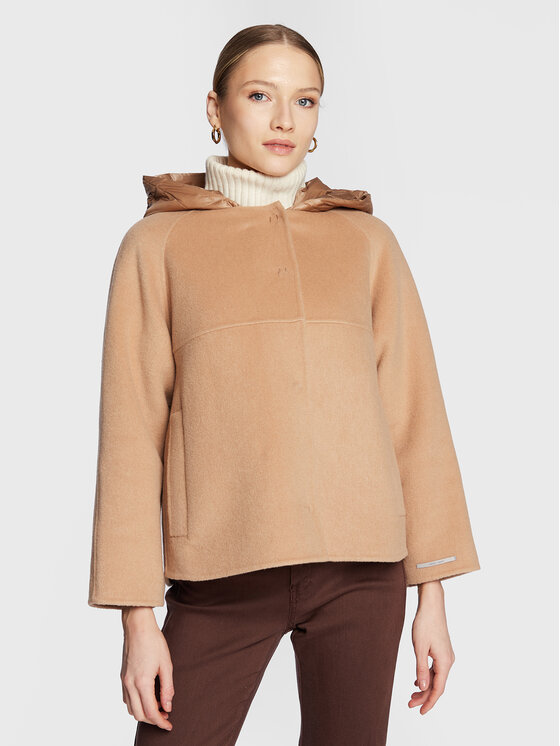 Marella Płaszcz wełniany Era 30860227 Brązowy Regular Fit
