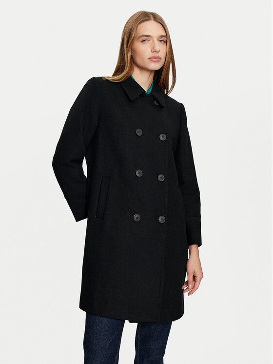 United Colors Of Benetton Płaszcz wełniany 2O9VDN064 Czarny Regular Fit