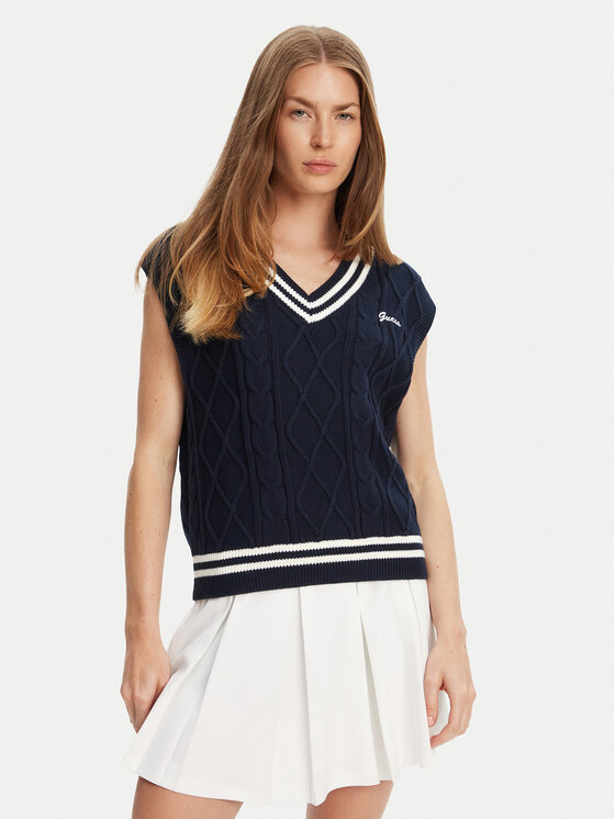 Guess Sweter V5GR00 Z3FB1 Granatowy Classic Fit
