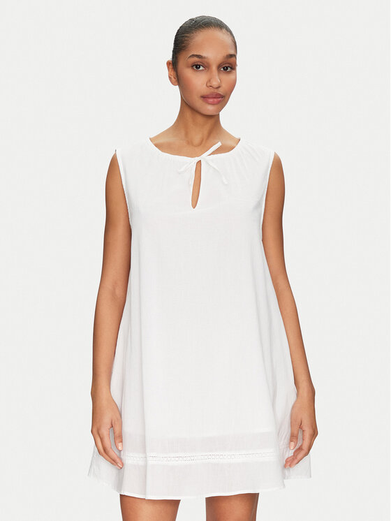 Seafolly Sukienka letnia Gathered 55431-DR Biały Relaxed Fit