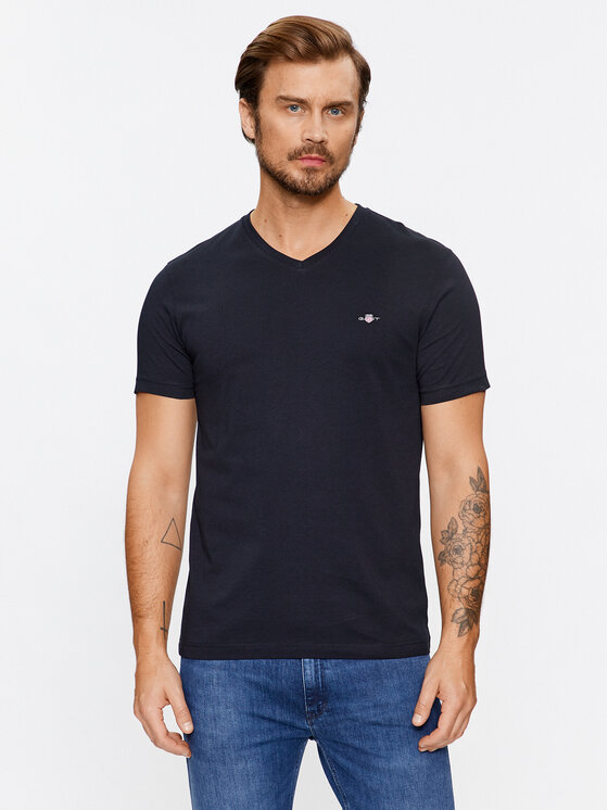 Gant T-Shirt Shield 2003186 Czarny Slim Fit