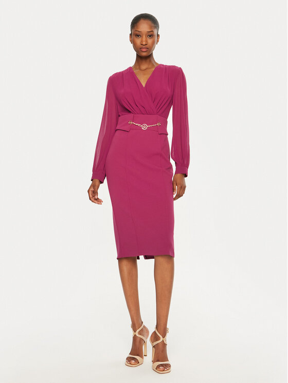 Rinascimento Sukienka koktajlowa CFC0120006003 Bordowy Regular Fit
