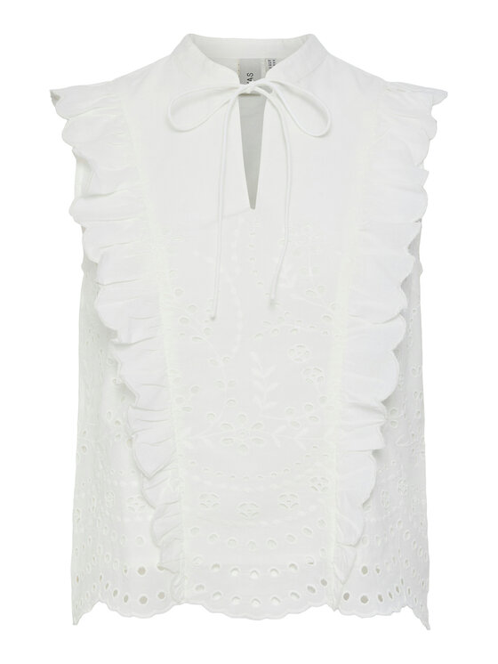 YAS Bluzka Luma 26036259 Biały Regular Fit