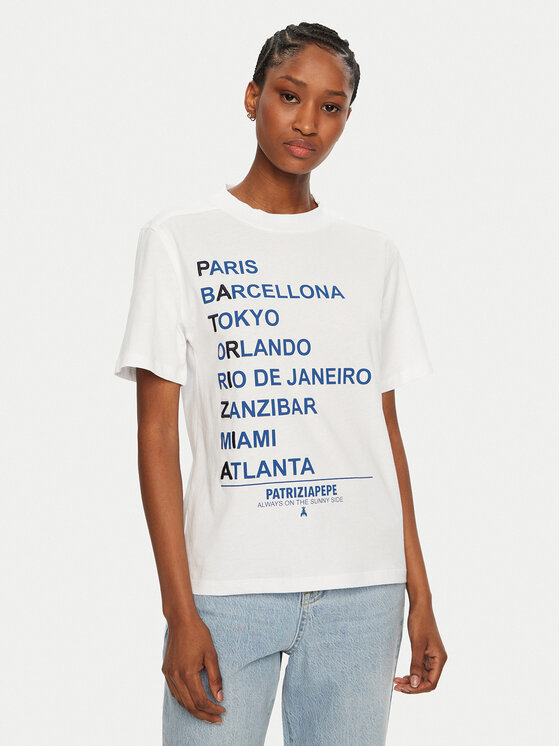 Patrizia Pepe T-Shirt 8M1687/J261-W103 Biały Regular Fit
