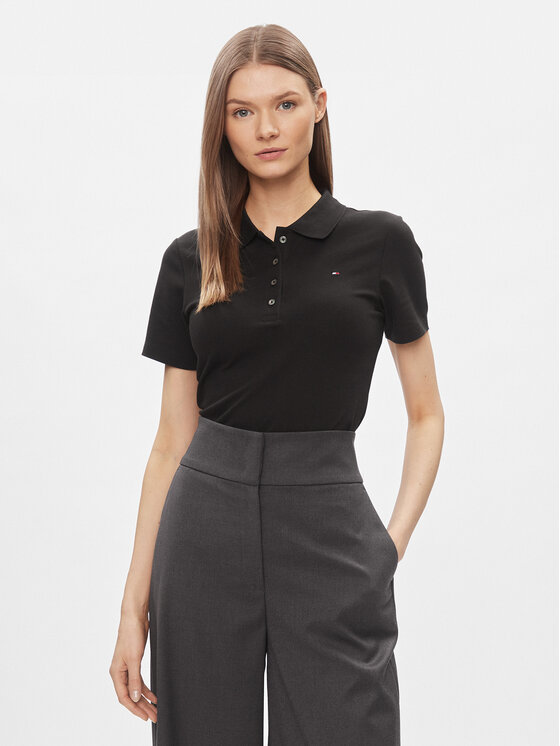 Tommy Hilfiger Polo 1985 WW0WW42047 Czarny Slim Fit