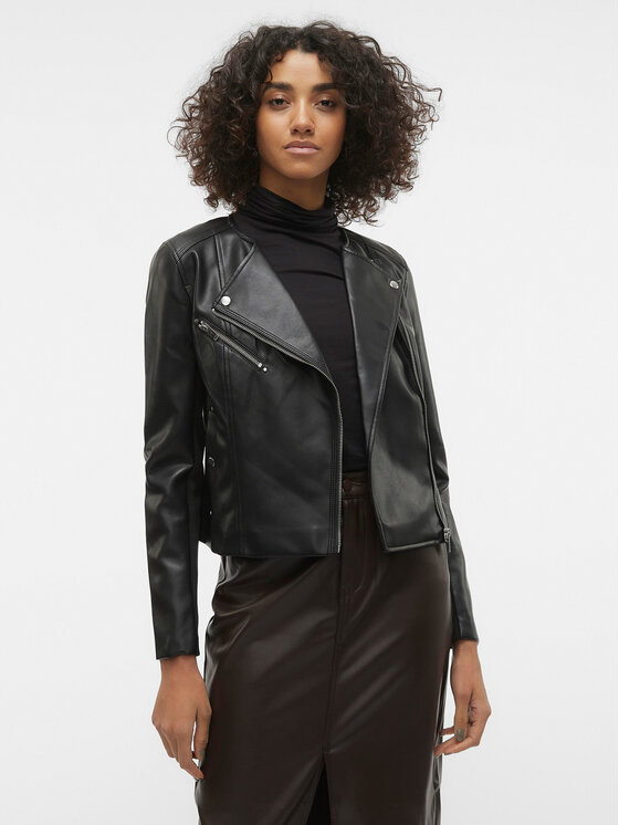 Vero Moda Kurtka z imitacji skóry Riley 10302441 Czarny Slim Fit