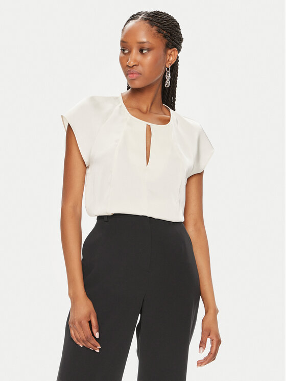 Calvin Klein Bluzka K20K207161 Écru Regular Fit