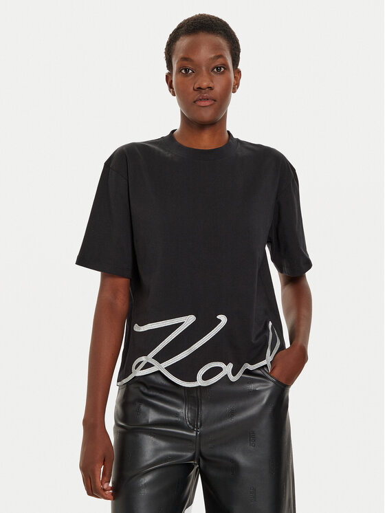 KARL LAGERFELD T-Shirt 226W1703 Czarny Relaxed Fit