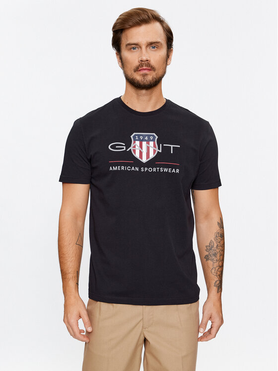 Gant T-Shirt Reg Archive Shield Ss 2003199 Czarny Regular Fit