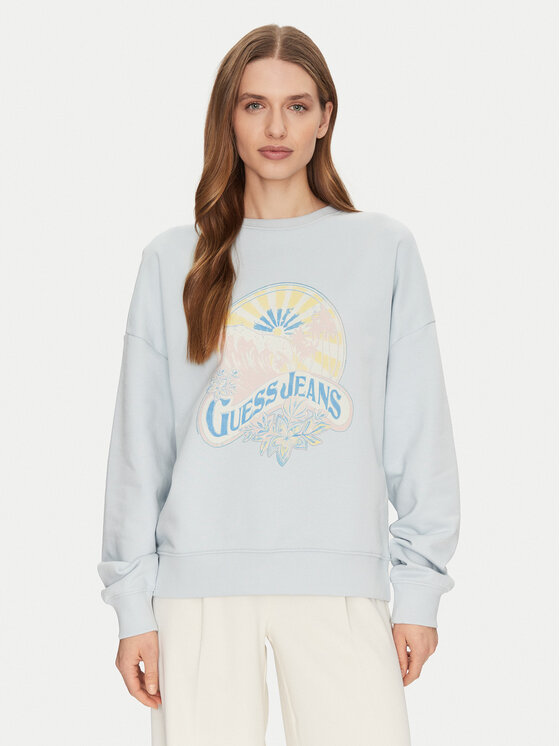 Guess Jeans Bluza W5GQ16 K68I4 Błękitny Regular Fit