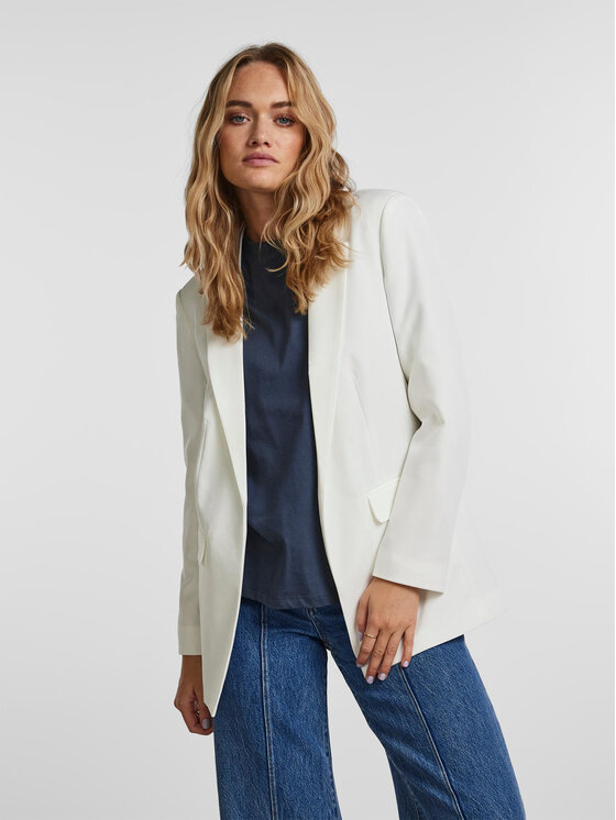 Pieces Marynarka Bossy 17114792 Biały Oversize