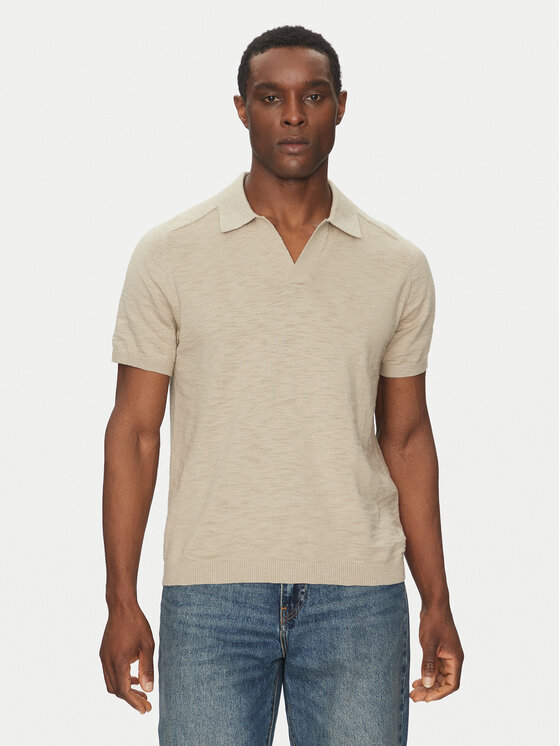 Calvin Klein Polo K10K114087 Beżowy Regular Fit