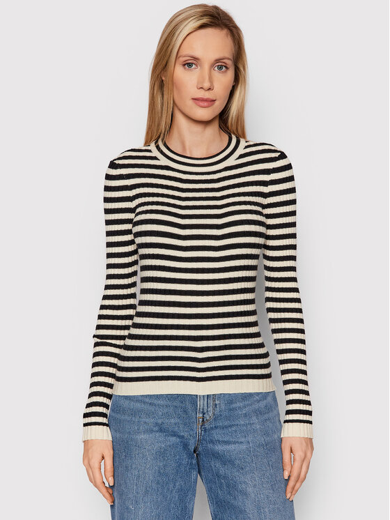 Pieces Sweter Crista 17115047 Beżowy Slim Fit