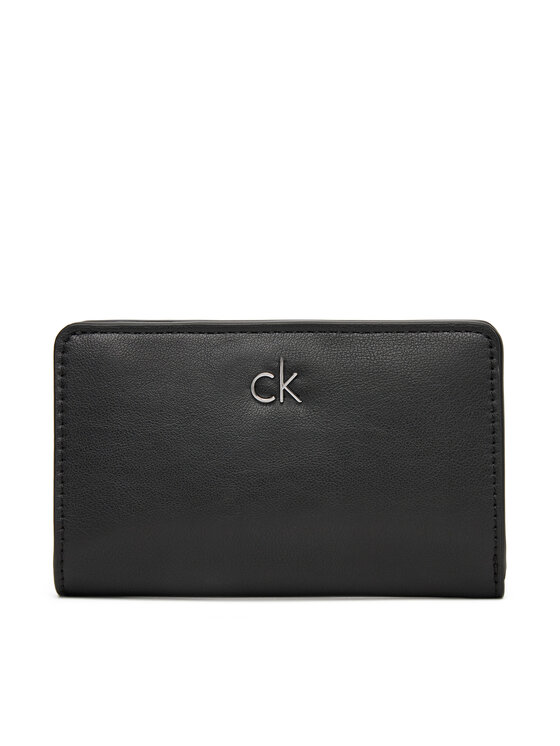 Calvin Klein Duży Portfel Damski Ck Re-Lock Medium Bifold LV04F1033G Czarny